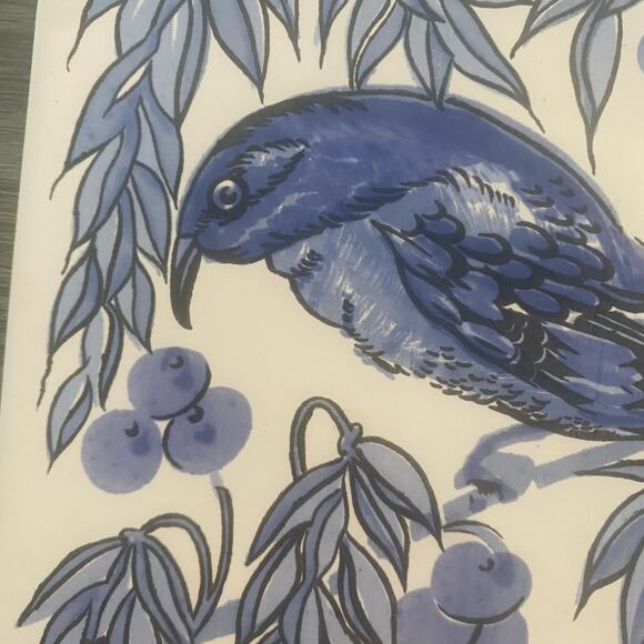 Vintage Collector Ceramic Tile Trivet 6 x 6 Sacavem, Portugal Bird & Berries - Picture 2 of 4